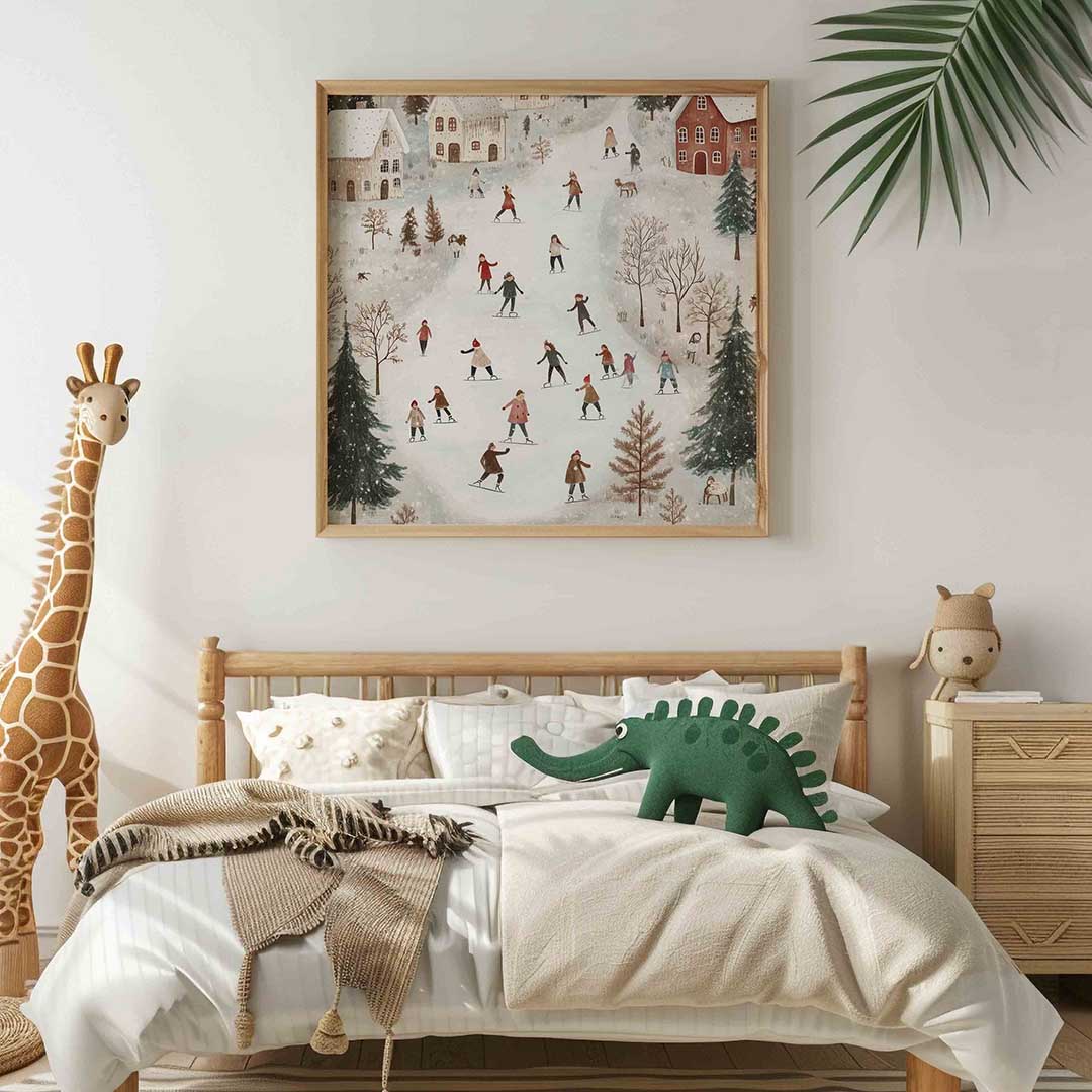 Winterse schaatsscene Poster