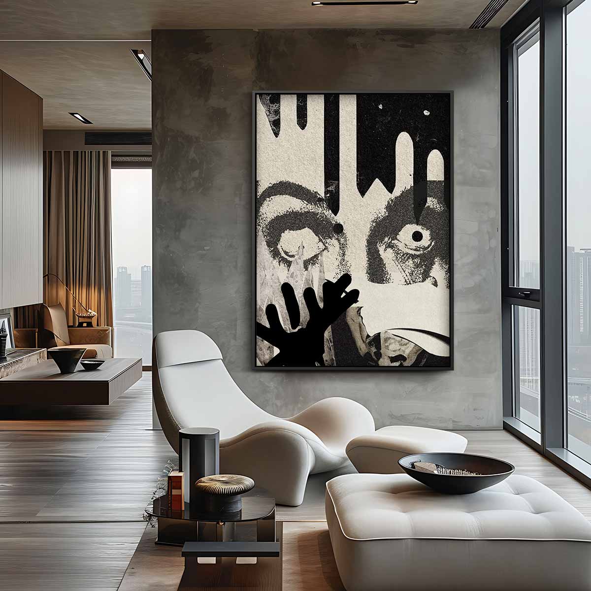 Intrigerende Blik Collage Kunstwerk-canvas-dibond-plexiglas-wanddecoratie-WallArtistic