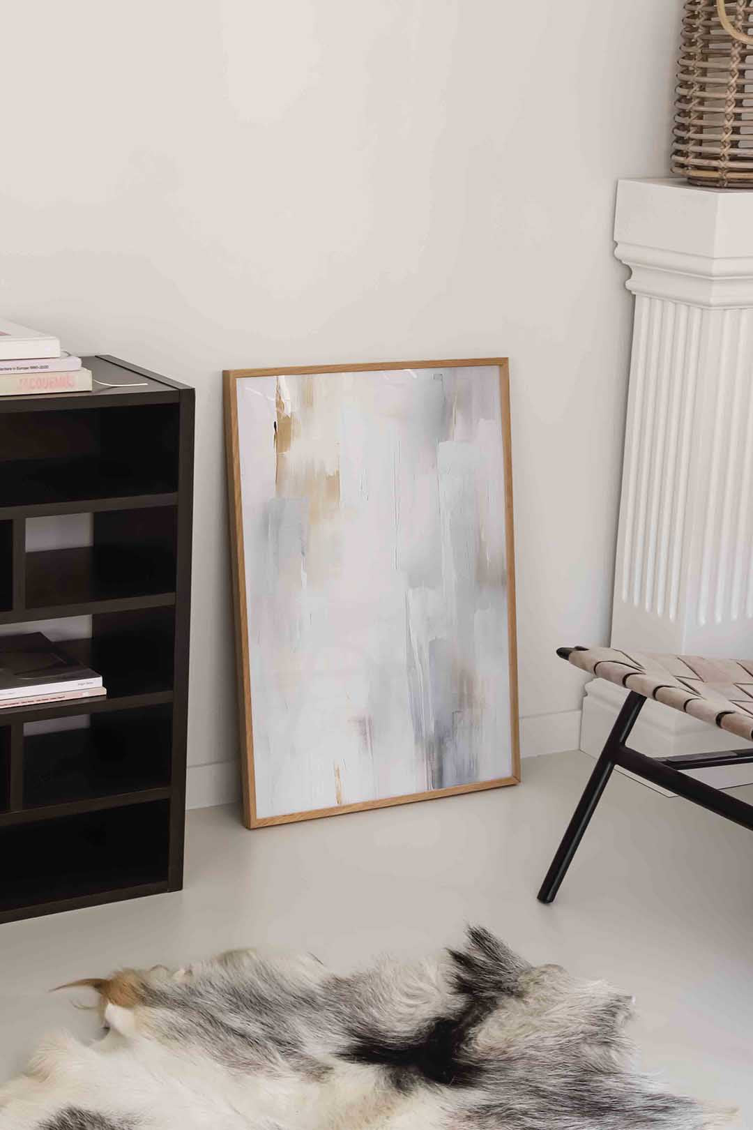 Abstracte beige en grijze Poster