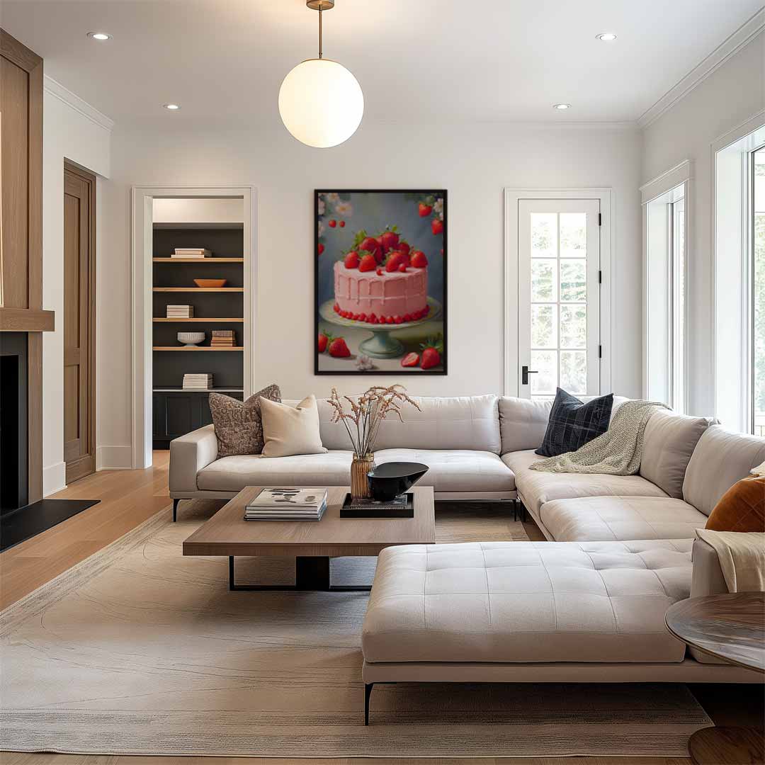 Aardbeientaart in Bloei Kunstwerk-canvas-dibond-plexiglas-wanddecoratie-WallArtistic