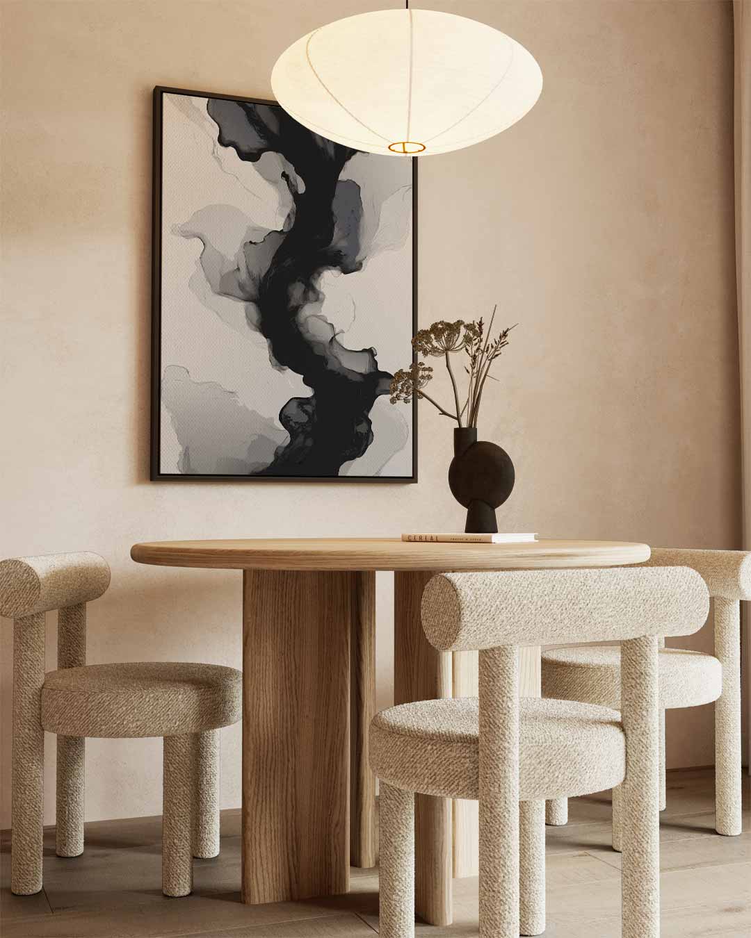 Abstracte Grijs-zwarte Stroming Kunstwerk-canvas-dibond-plexiglas-wanddecoratie-WallArtistic