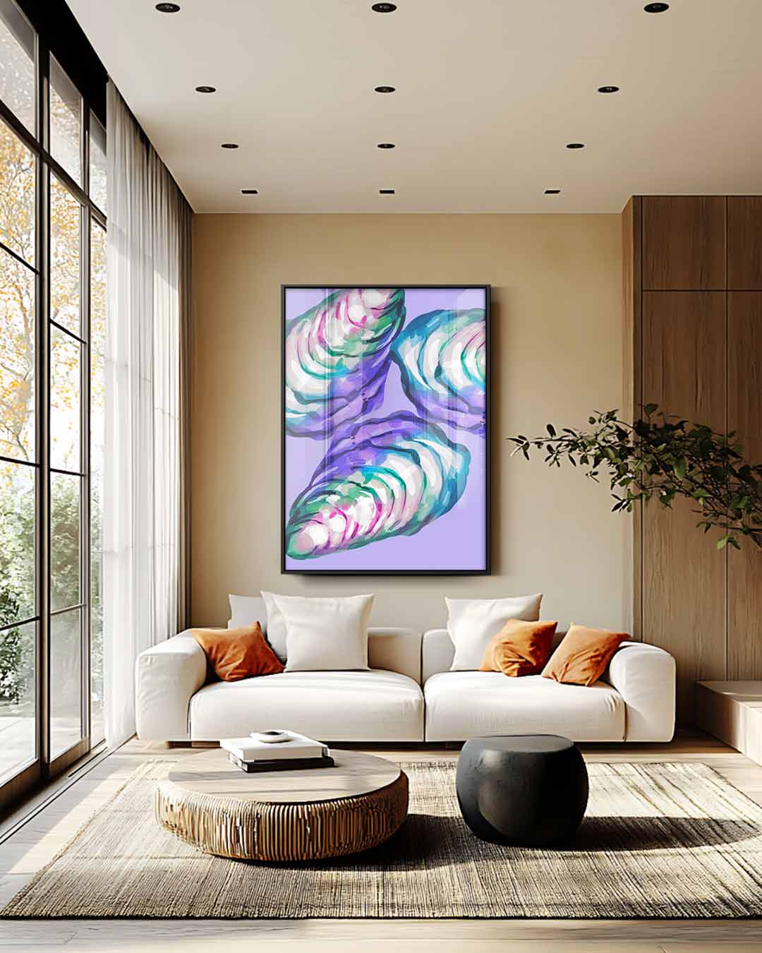 Kleurrijke Abstracte Oesters Kunstwerk-canvas-dibond-plexiglas-wanddecoratie-WallArtistic