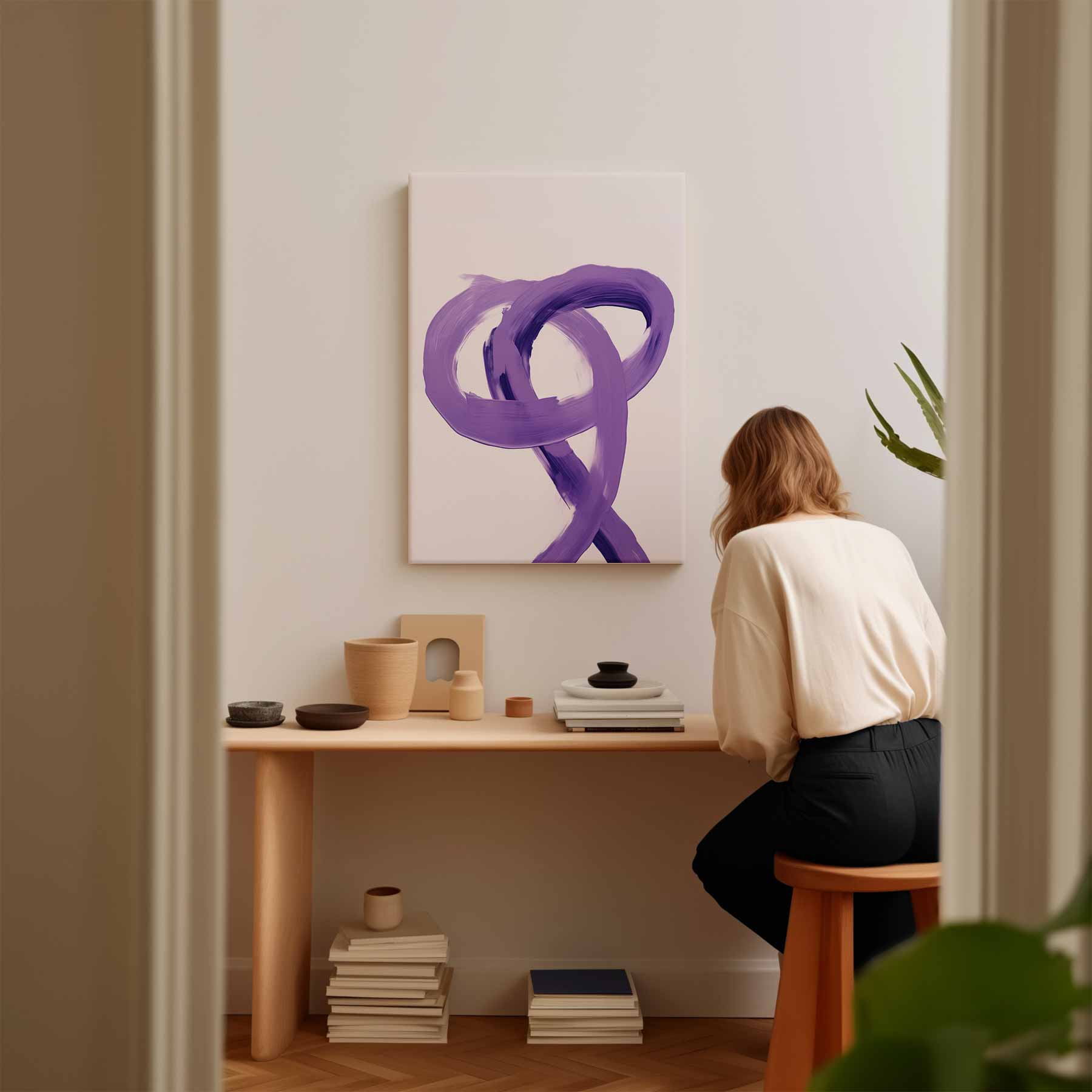 Dans van Paarse Strokes Kunstwerk-canvas-dibond-plexiglas-wanddecoratie-WallArtistic