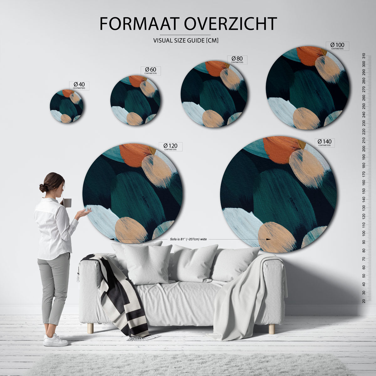 Abstracte penseelstreken Muurcirkel