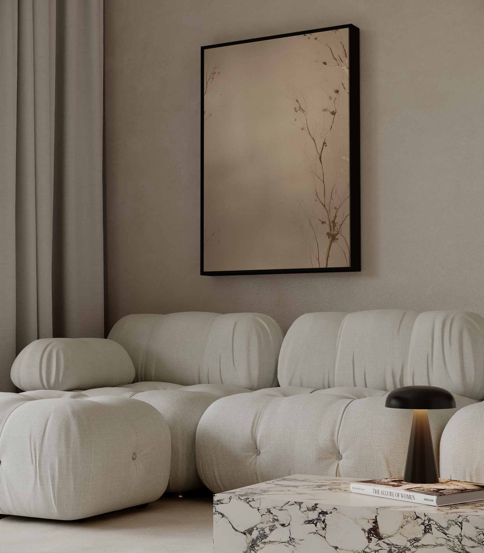 Subtiele Takken in Neutrale Tinten Kunstwerk-canvas-dibond-plexiglas-wanddecoratie-WallArtistic