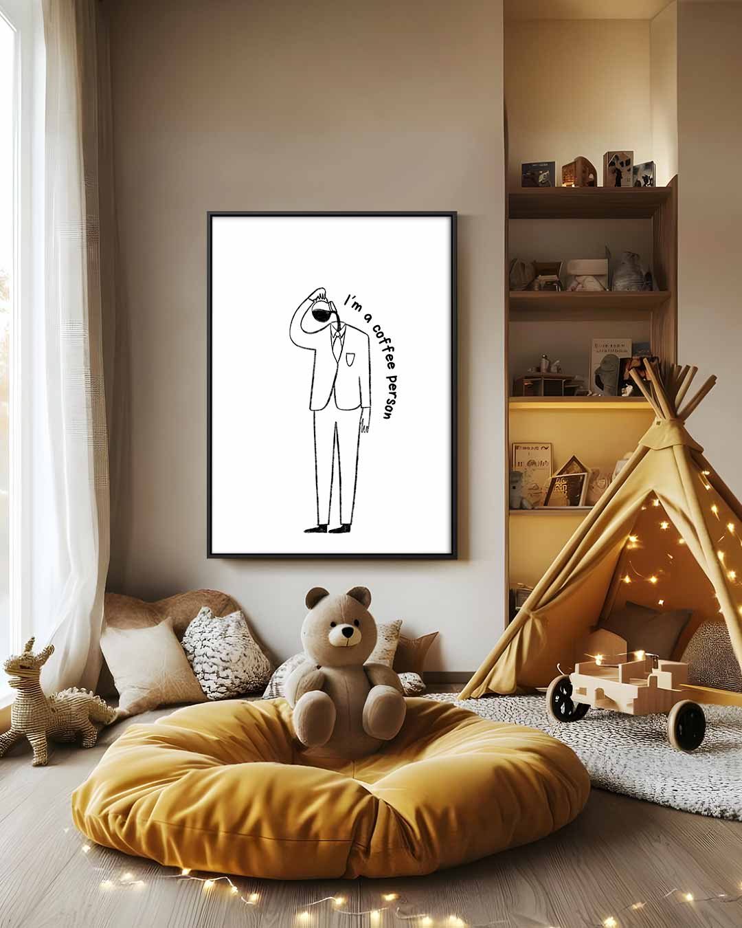 Stijlvolle koffieliefhebber illustratie Kunstwerk-canvas-dibond-plexiglas-wanddecoratie-WallArtistic