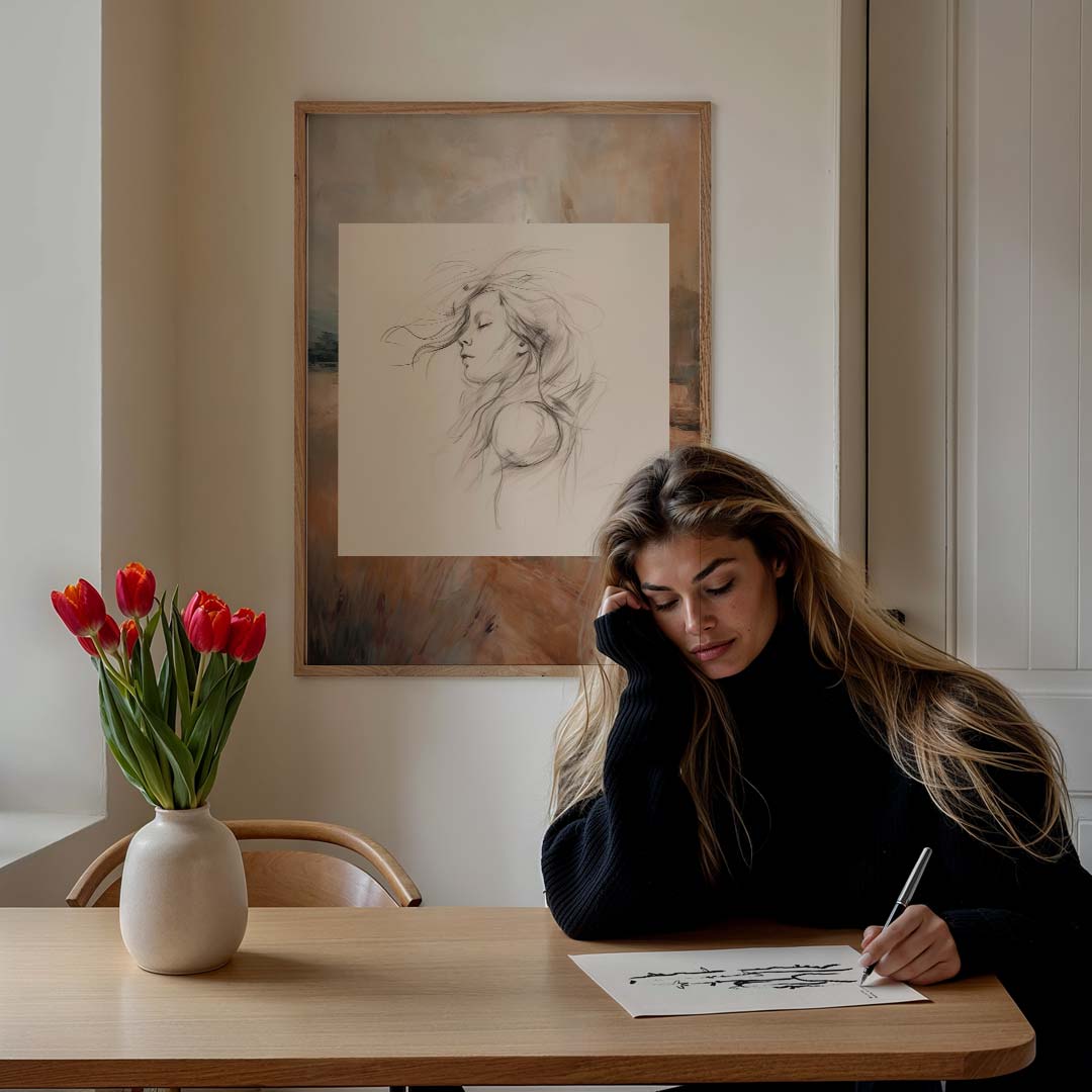 Dromerige Portretkunst Poster-WallArtistic