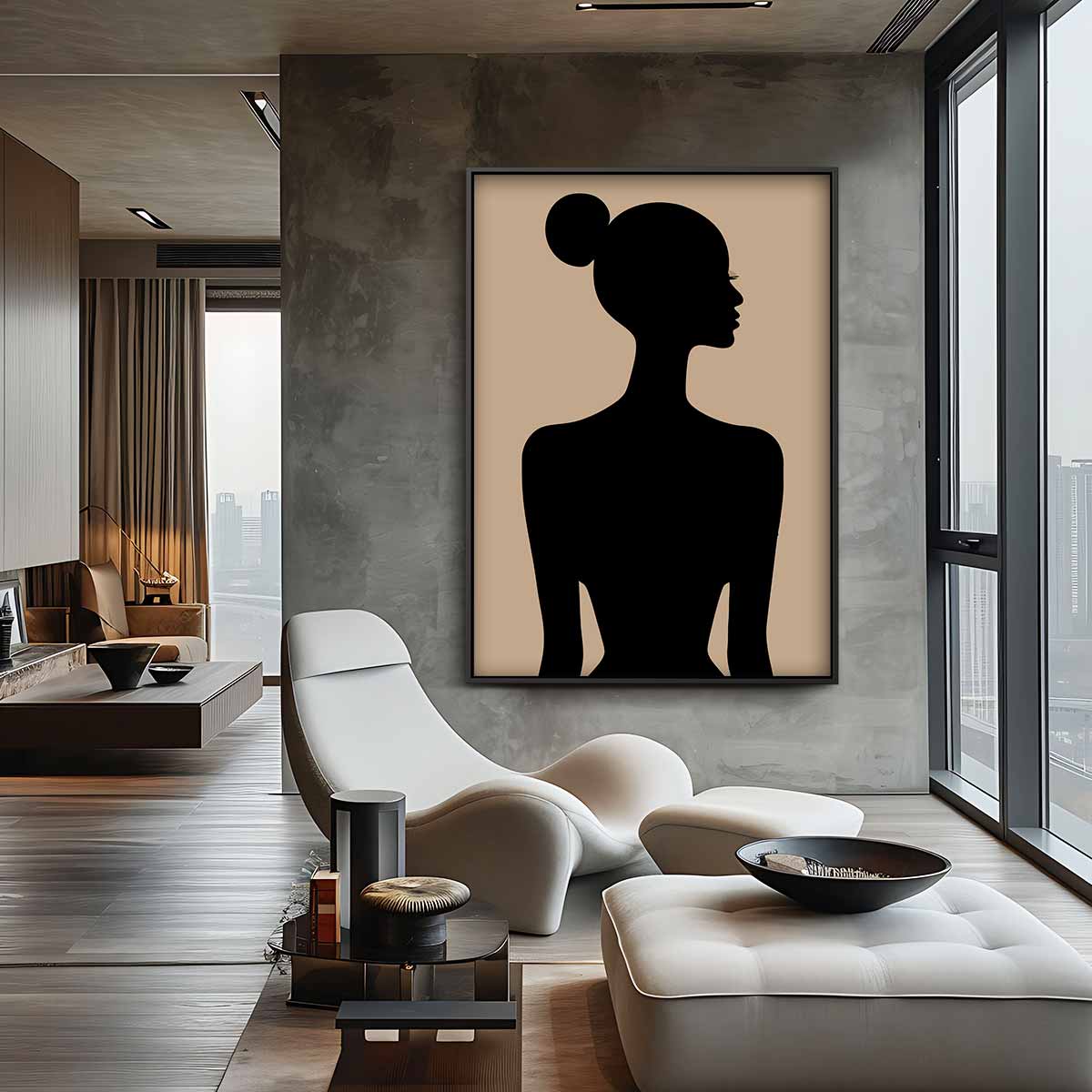 Elegante Schaduw Silhouet Kunstwerk-canvas-dibond-plexiglas-wanddecoratie-WallArtistic