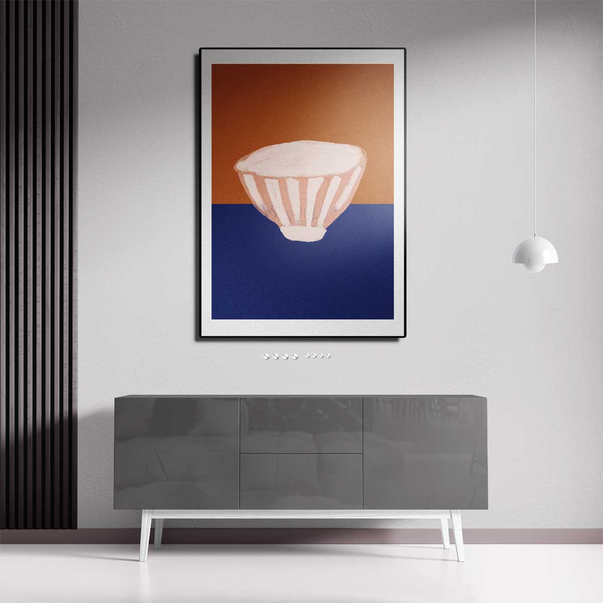 Kleurrijke Kom op Tweekleurige Achtergrond Kunstwerk-canvas-dibond-plexiglas-wanddecoratie-WallArtistic