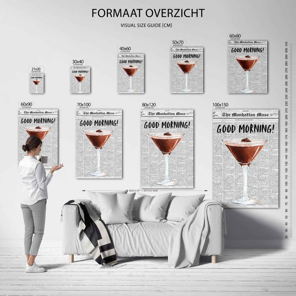 Cocktailglas op krant Poster