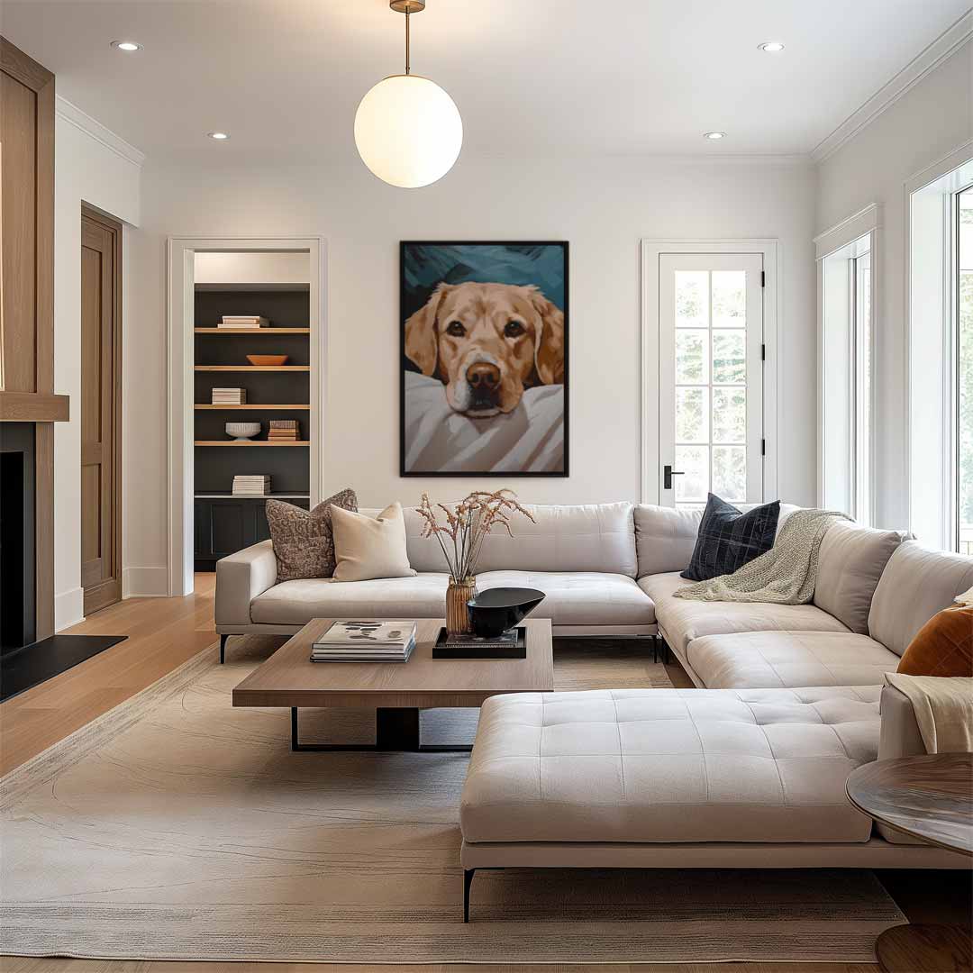 Dromerige Labradoodle Kunstwerk-canvas-dibond-plexiglas-wanddecoratie-WallArtistic