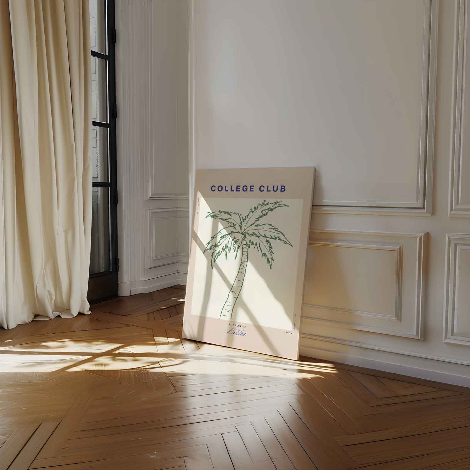 College Club Palmboom Art Print Kunstwerk-canvas-dibond-plexiglas-wanddecoratie-WallArtistic