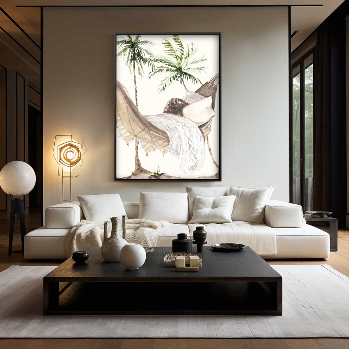 Zonnige Hangmat Droom Kunstwerk-canvas-dibond-plexiglas-wanddecoratie-WallArtistic