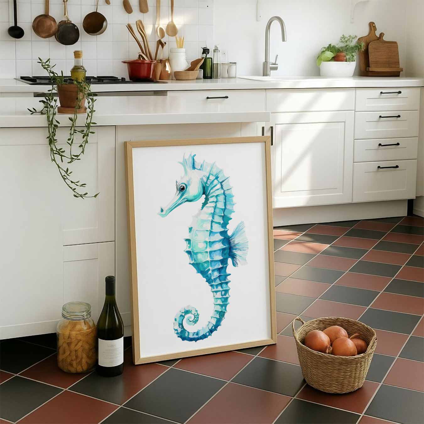 Zeepaardje Waterverf Poster-WallArtistic