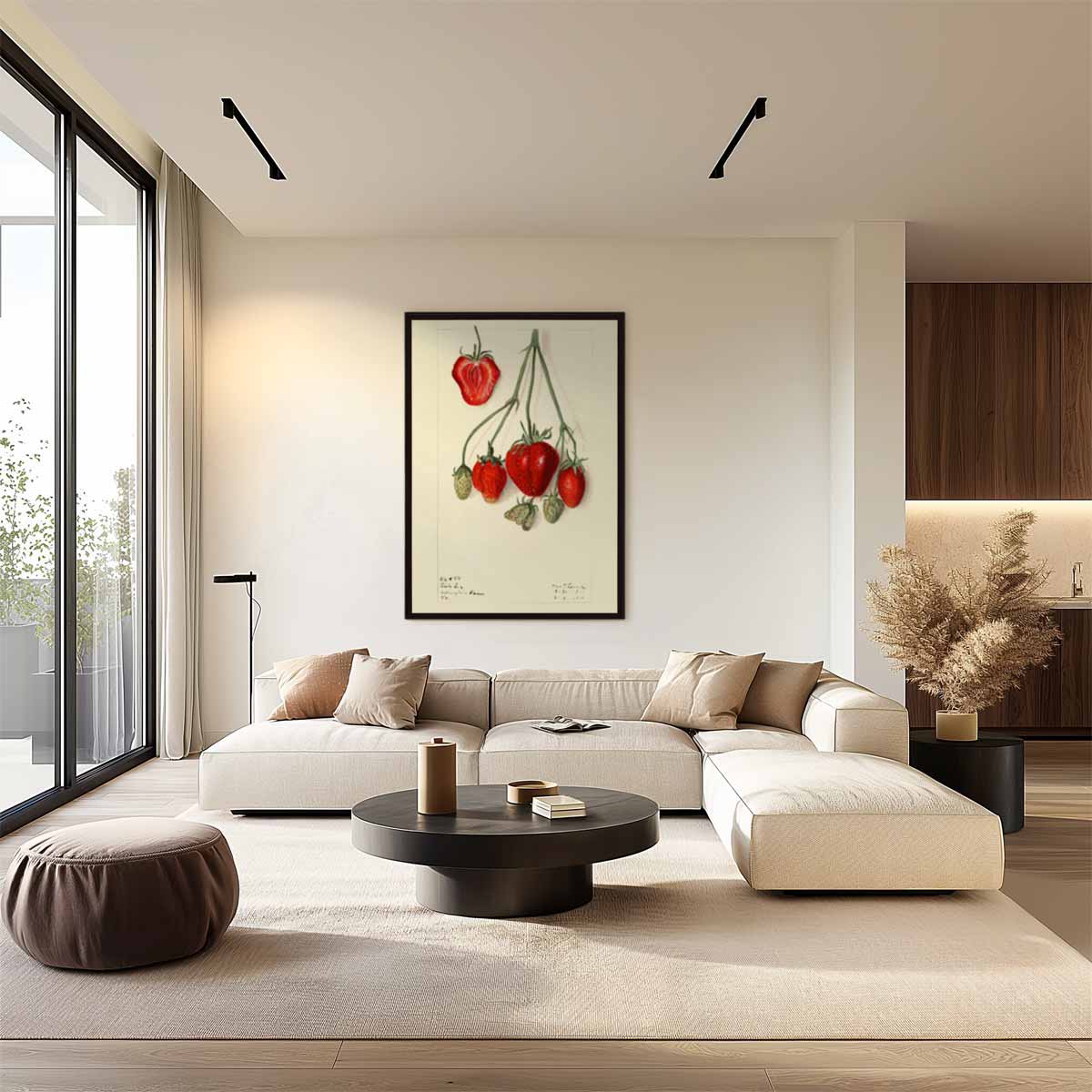 Aardbeien Illustratie Kunstwerk-canvas-dibond-plexiglas-wanddecoratie-WallArtistic