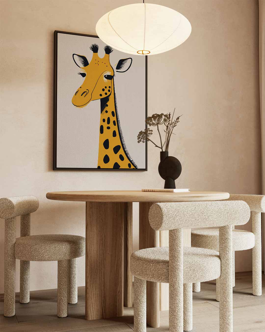 Elegante Giraffe Portret Kunstwerk-canvas-dibond-plexiglas-wanddecoratie-WallArtistic