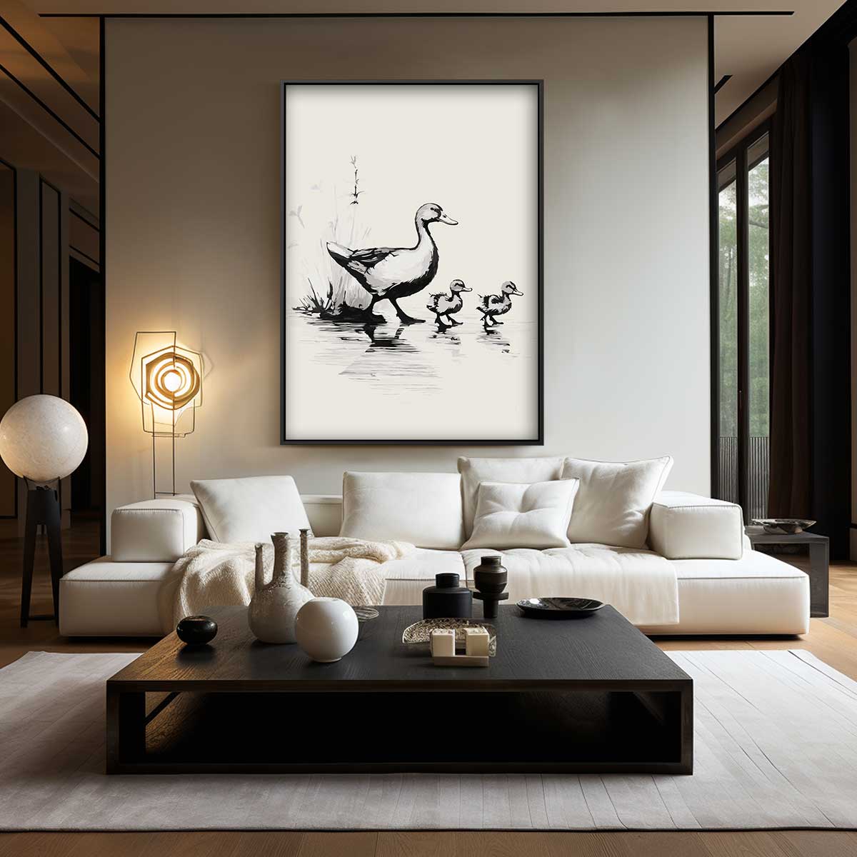 Eendjes bij het Water Kunstwerk-canvas-dibond-plexiglas-wanddecoratie-WallArtistic