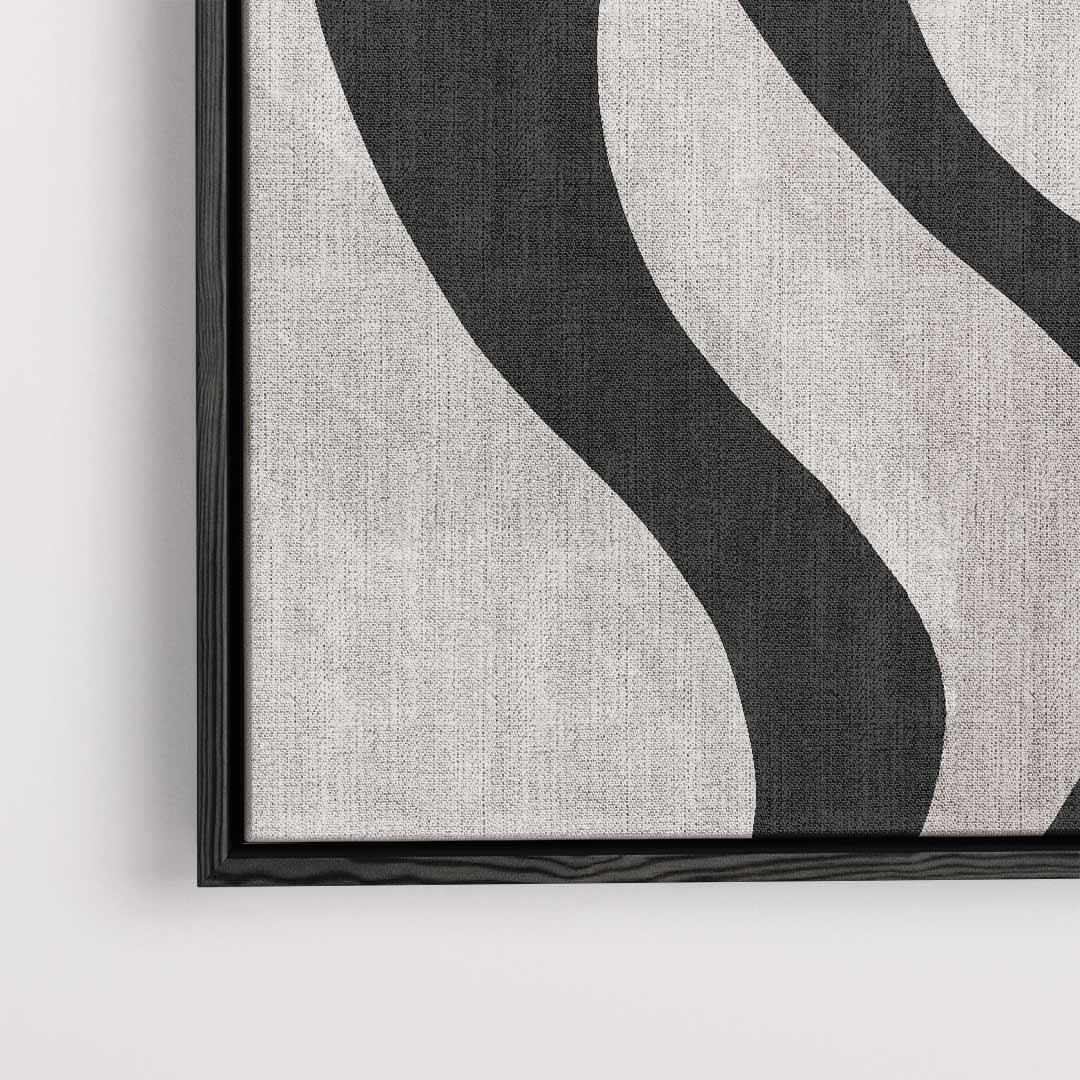 Speelse Zwarte S-Wave Kunstwerk-canvas-dibond-plexiglas-wanddecoratie-WallArtistic