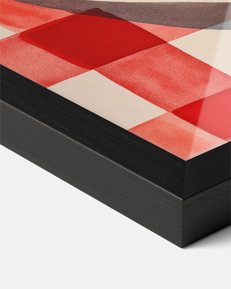 Sfeervolle Perziken op Rood-Wit Tafellaken Poster-WallArtistic