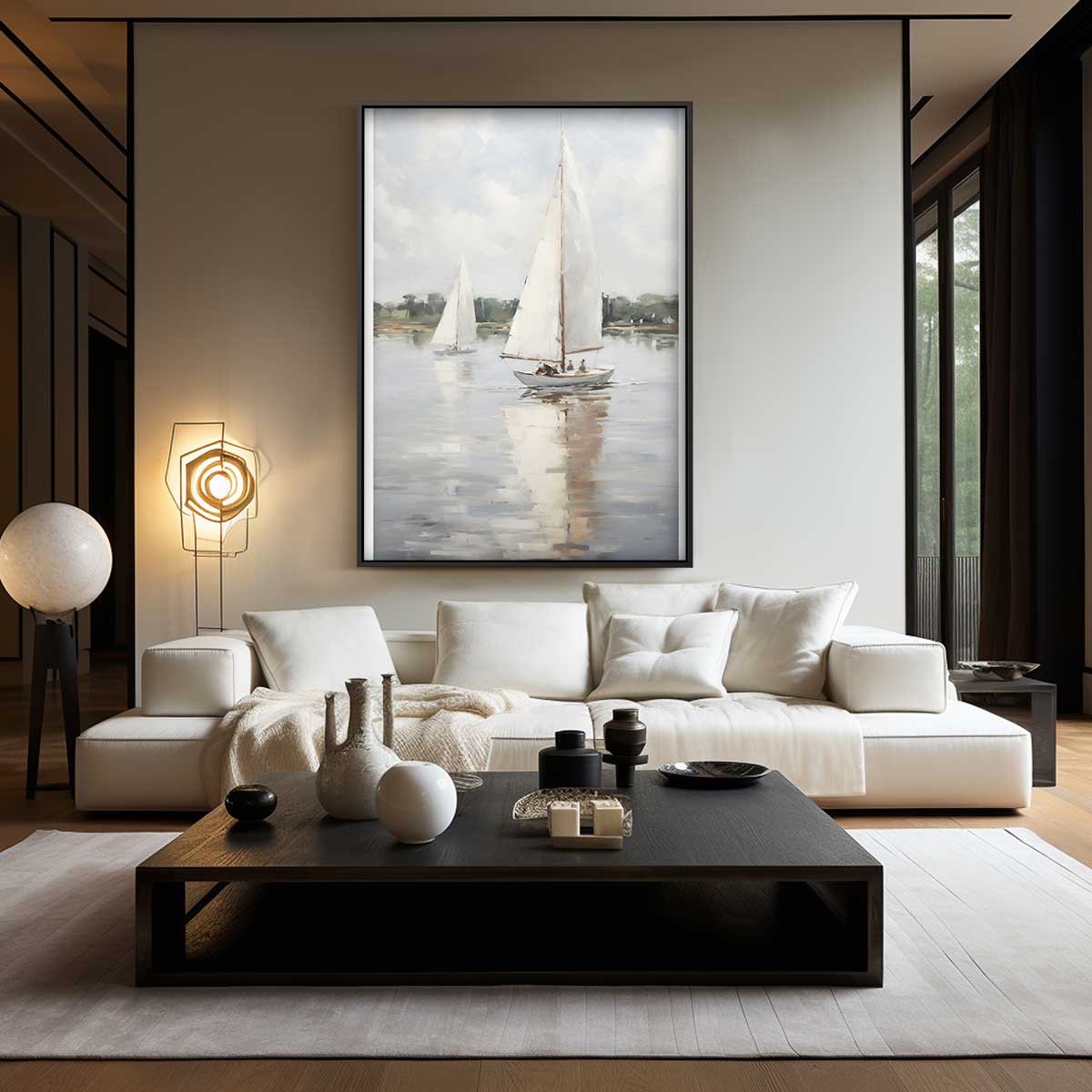 Zeilen op Rustig Water Kunstwerk-canvas-dibond-plexiglas-wanddecoratie-WallArtistic