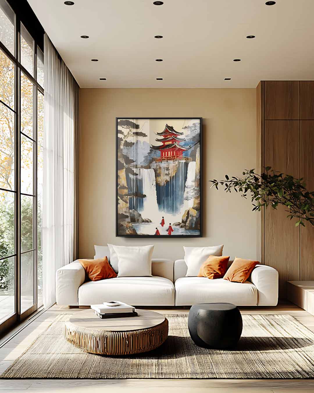 Zen Watervallen Kunstwerk-canvas-dibond-plexiglas-wanddecoratie-WallArtistic