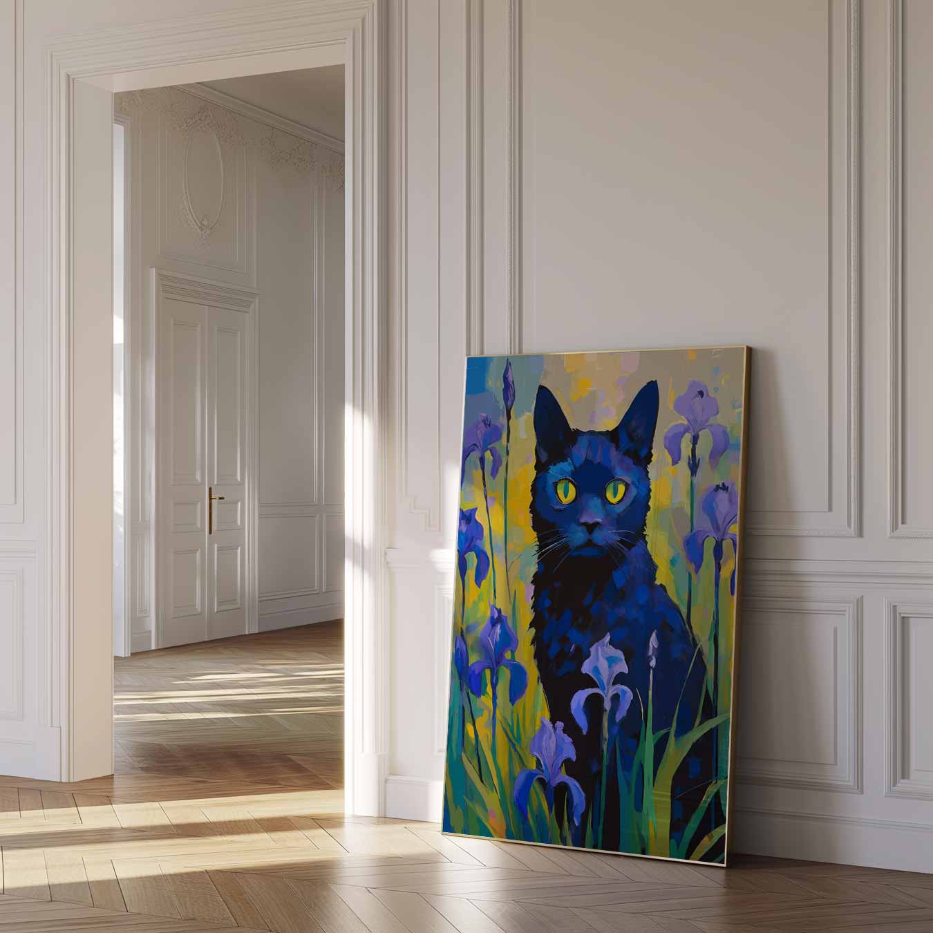 Mystieke Kat in Bloementuin Poster