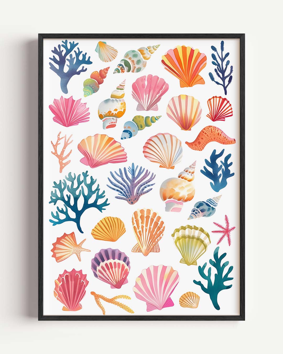 Kleurrijke Schelpen en Koraal Poster-WallArtistic