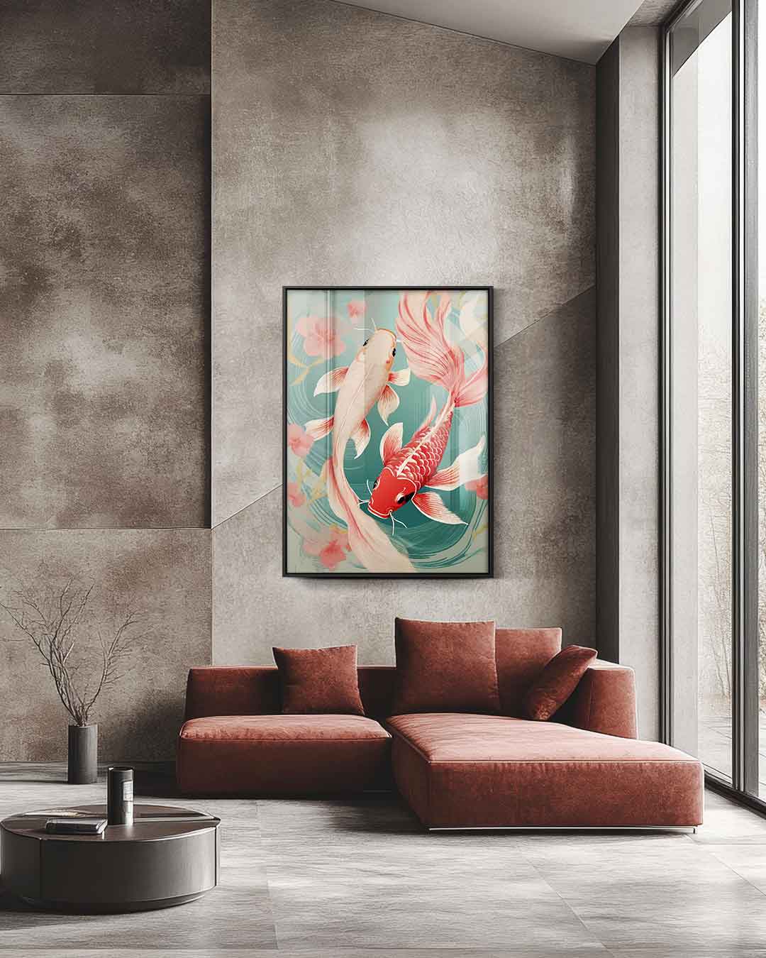 Vrolijke Koi Karpers Kunstwerk-canvas-dibond-plexiglas-wanddecoratie-WallArtistic