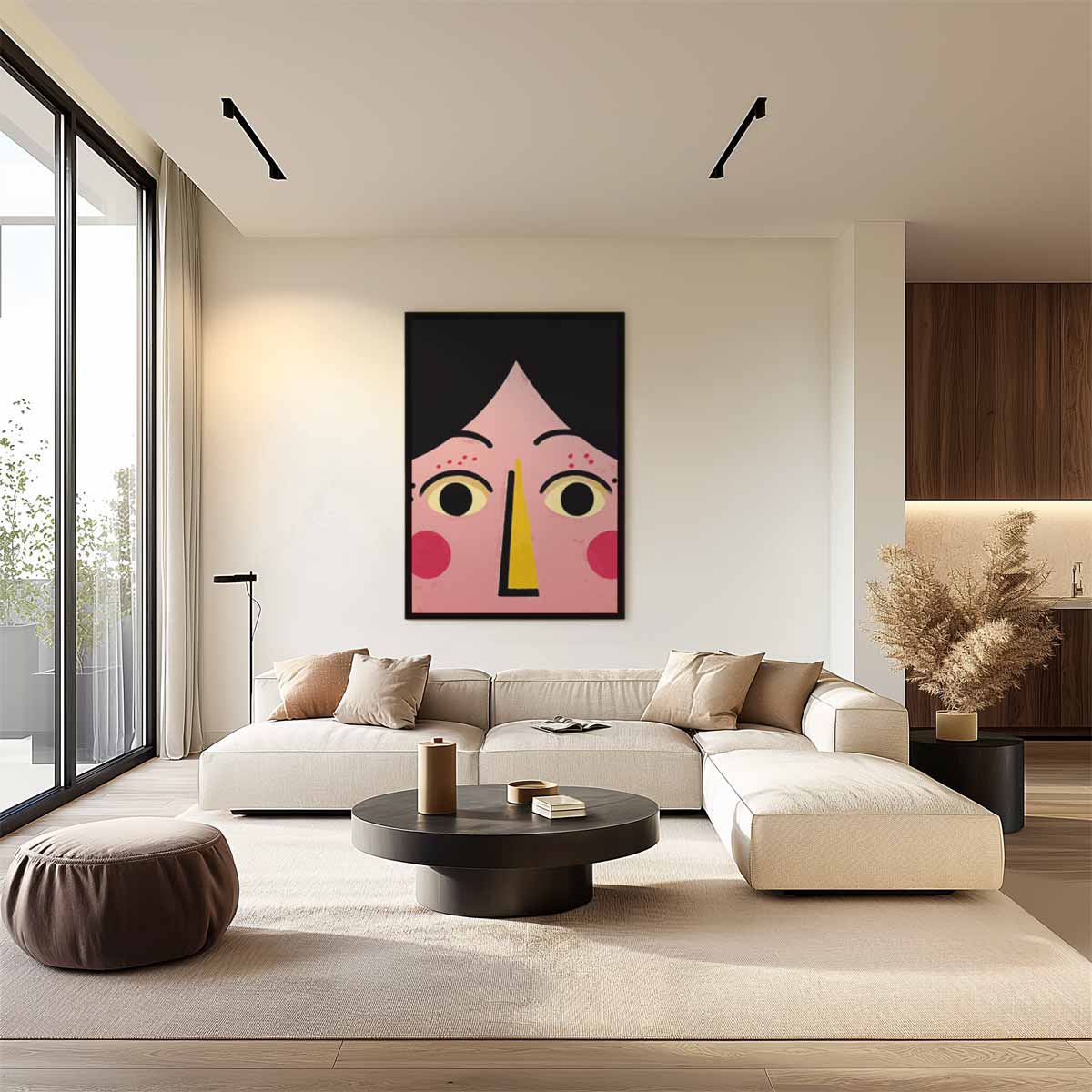 Vrolijk Gezicht Portret Kunstwerk-canvas-dibond-plexiglas-wanddecoratie-WallArtistic