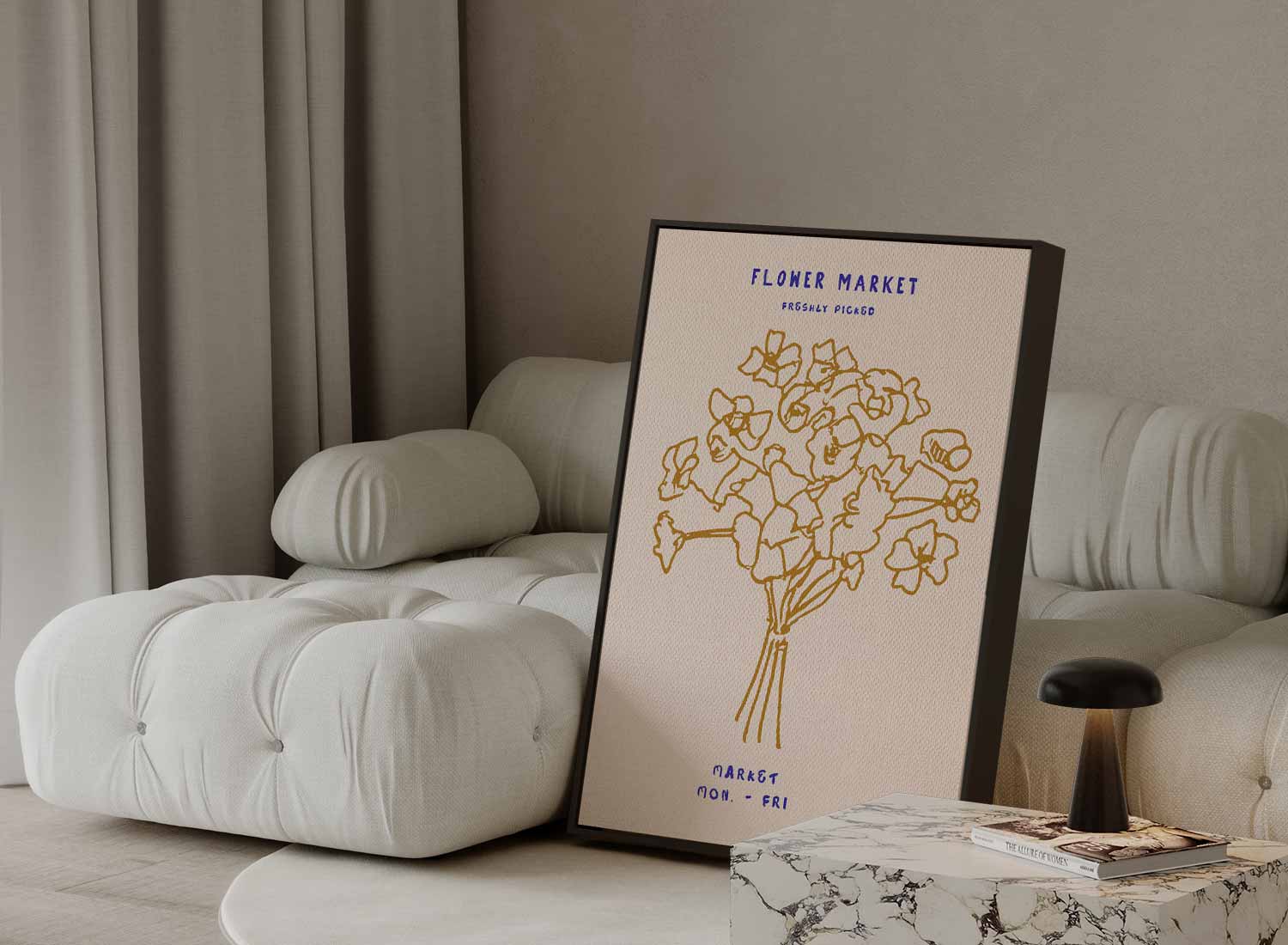 Bloemenmarkt Illustratie Kunstwerk-canvas-dibond-plexiglas-wanddecoratie-WallArtistic