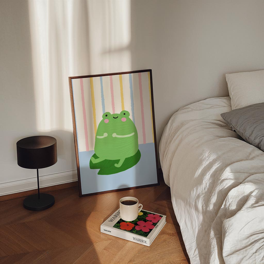 Lieve Kikker Op Blad Poster
