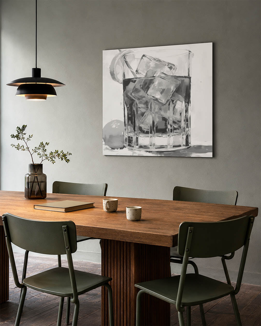 Glas met ijsblokjes Kunstwerk