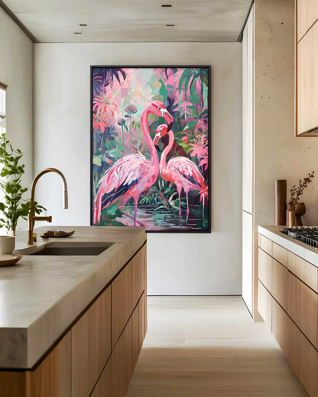 Flamingo Fantasie Kunstwerk-canvas-dibond-plexiglas-wanddecoratie-WallArtistic