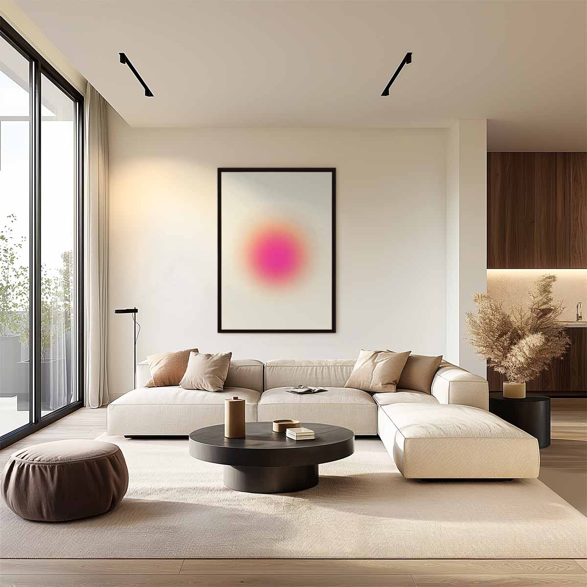 Roze Stralen Kunstwerk-canvas-dibond-plexiglas-wanddecoratie-WallArtistic