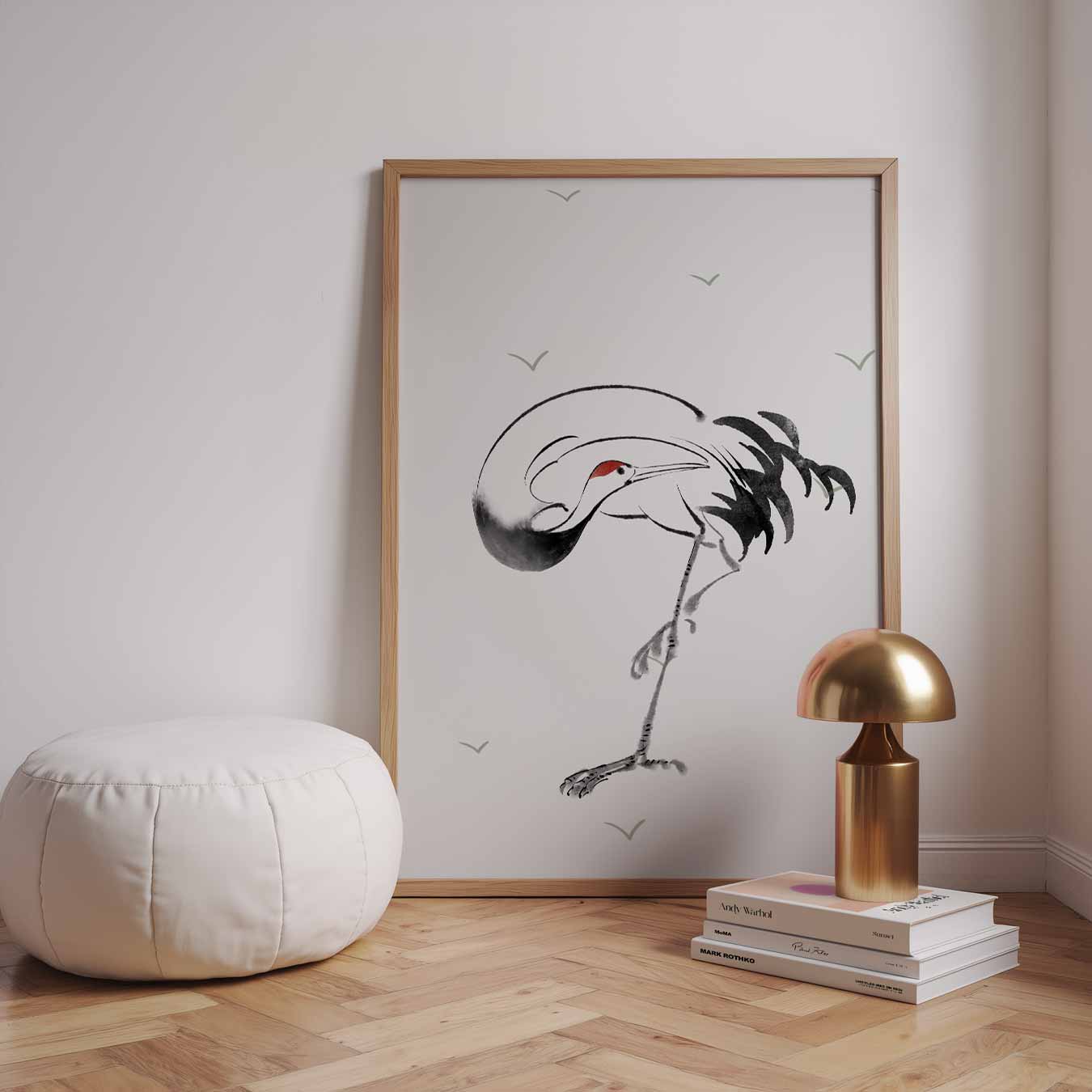 Elegante Kraanvogel Sumi-e Poster