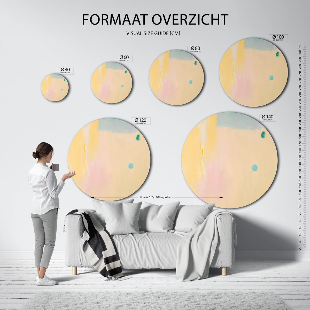 Pastelkleuren en cirkels Muurcirkel