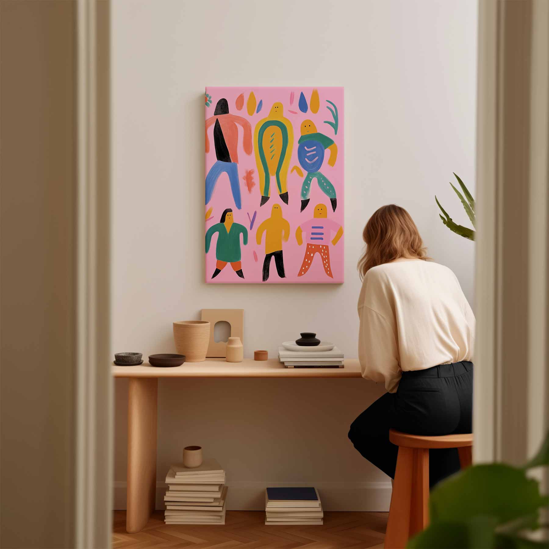 Kleurrijke Dans van Vormen Kunstwerk-canvas-dibond-plexiglas-wanddecoratie-WallArtistic