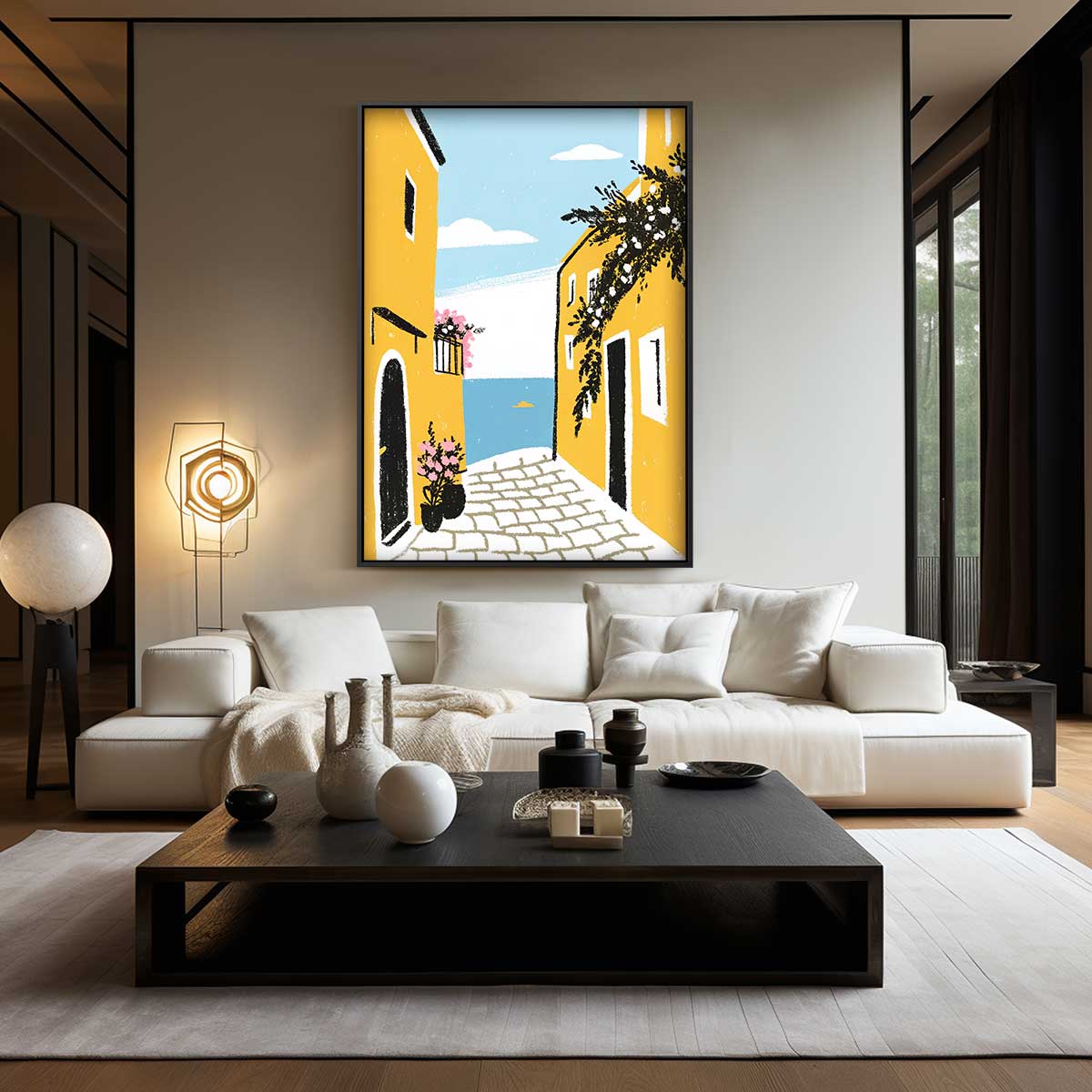 Zonnige Straat naar de Zee Kunstwerk-canvas-dibond-plexiglas-wanddecoratie-WallArtistic
