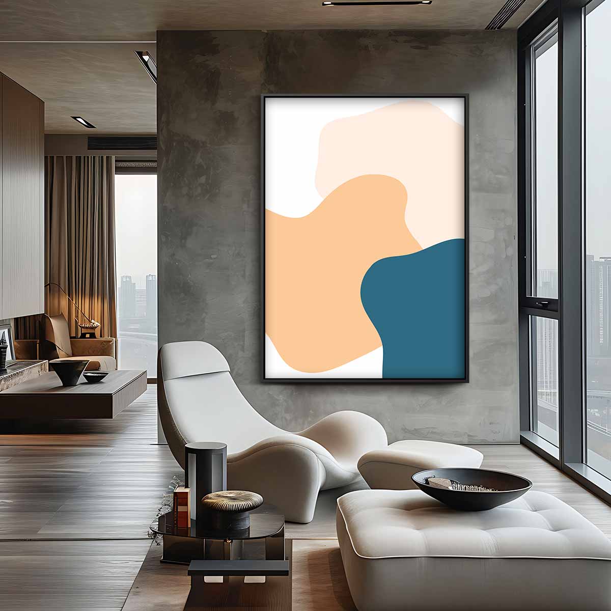 Kleurrijke Vormencompositie Kunstwerk-canvas-dibond-plexiglas-wanddecoratie-WallArtistic