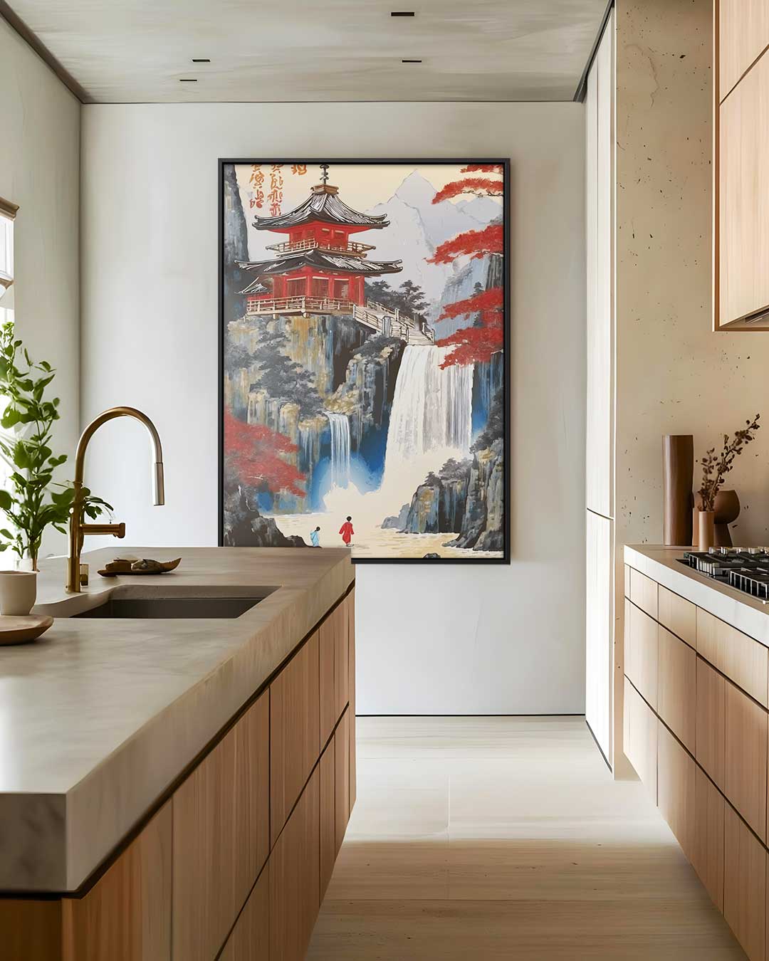 Japans Waterval Panorama Kunstwerk-canvas-dibond-plexiglas-wanddecoratie-WallArtistic
