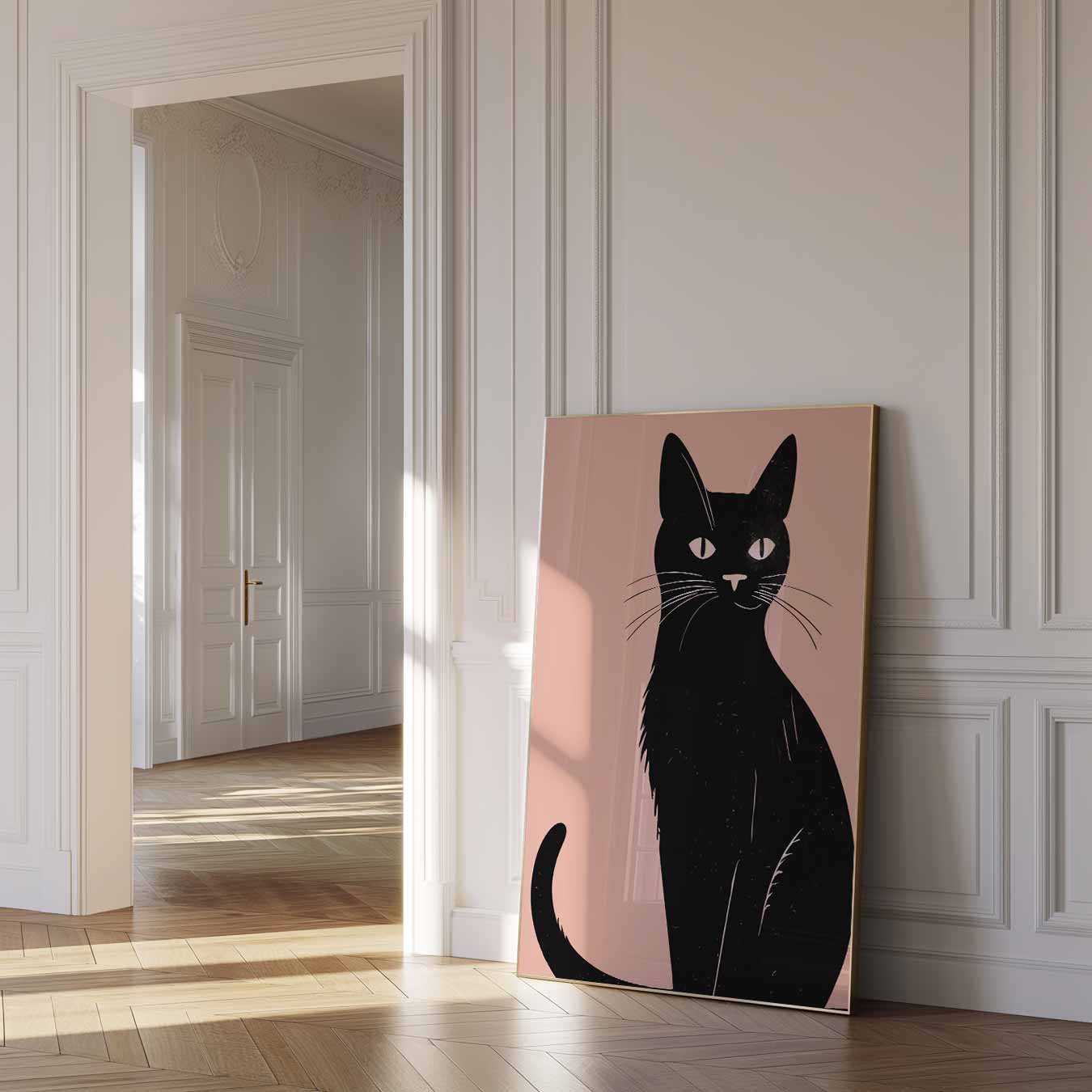 Stijlvolle Kat op Zachte Achtergrond Poster