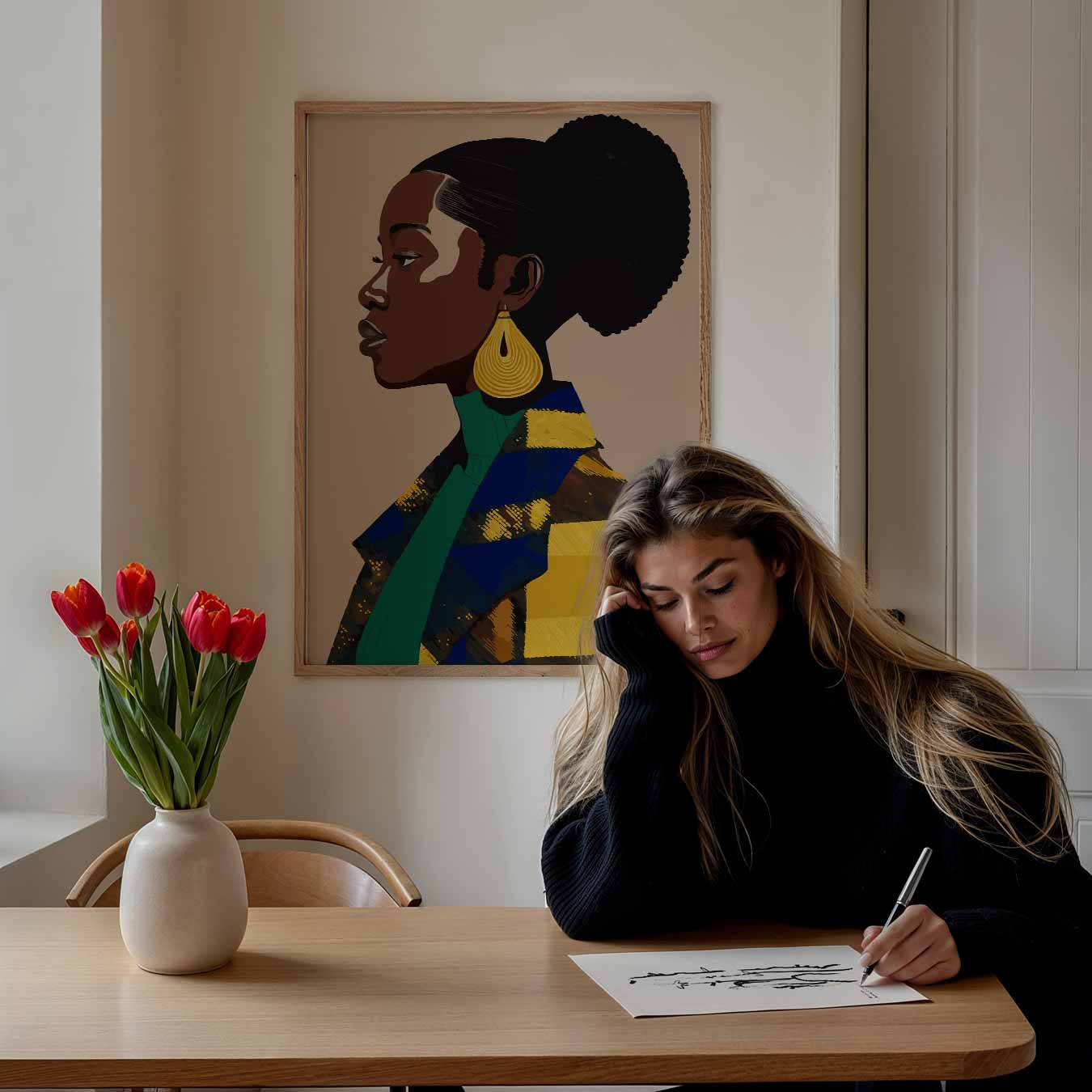 Chic Portret Met Gouden Accenten Poster