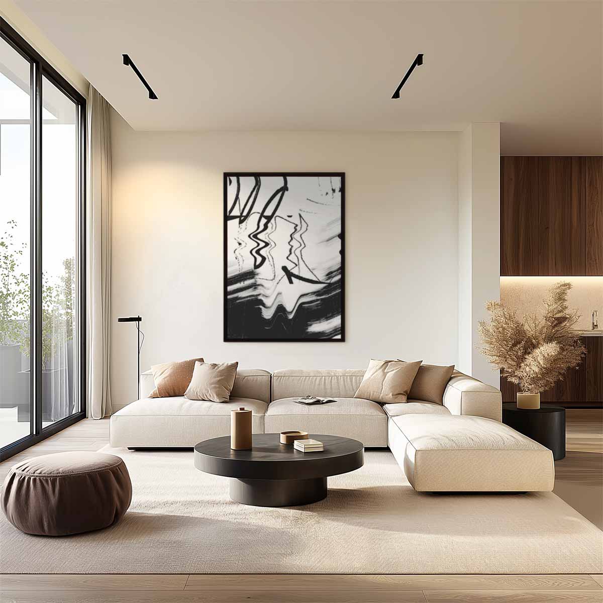 Modern Abstracte Zwart-Wit Print Kunstwerk-canvas-dibond-plexiglas-wanddecoratie-WallArtistic