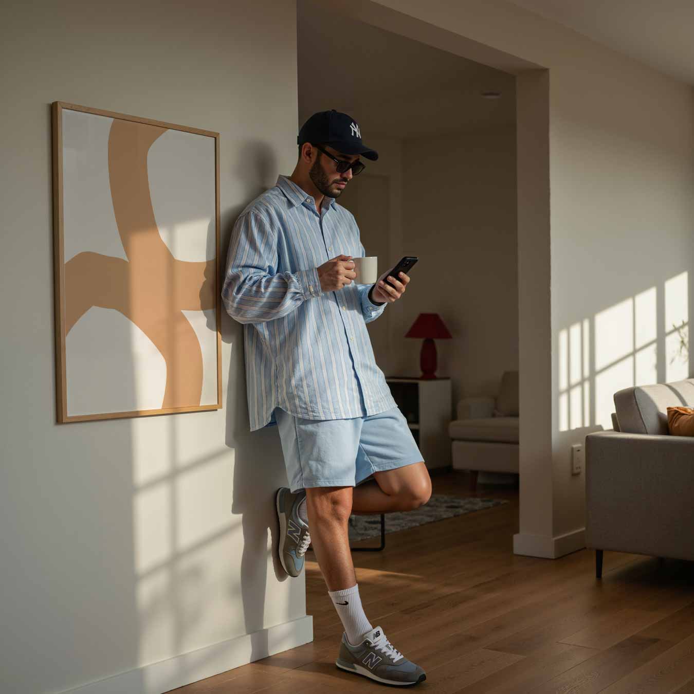 Zachte Beige Abstractie Poster-WallArtistic