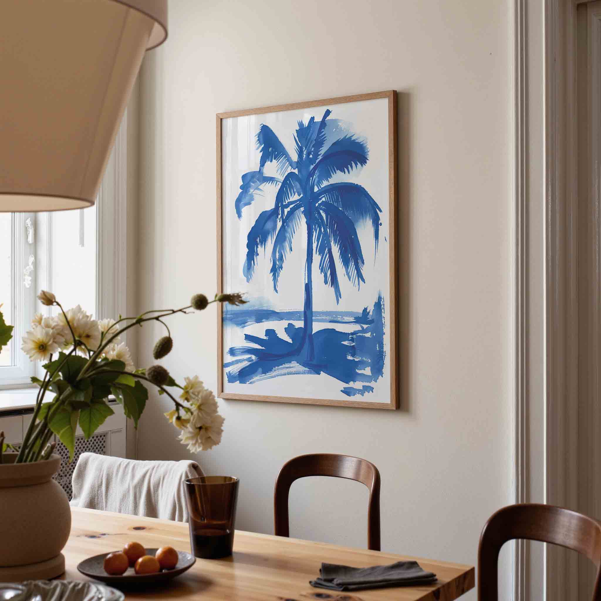 Blauwe palmboom Poster