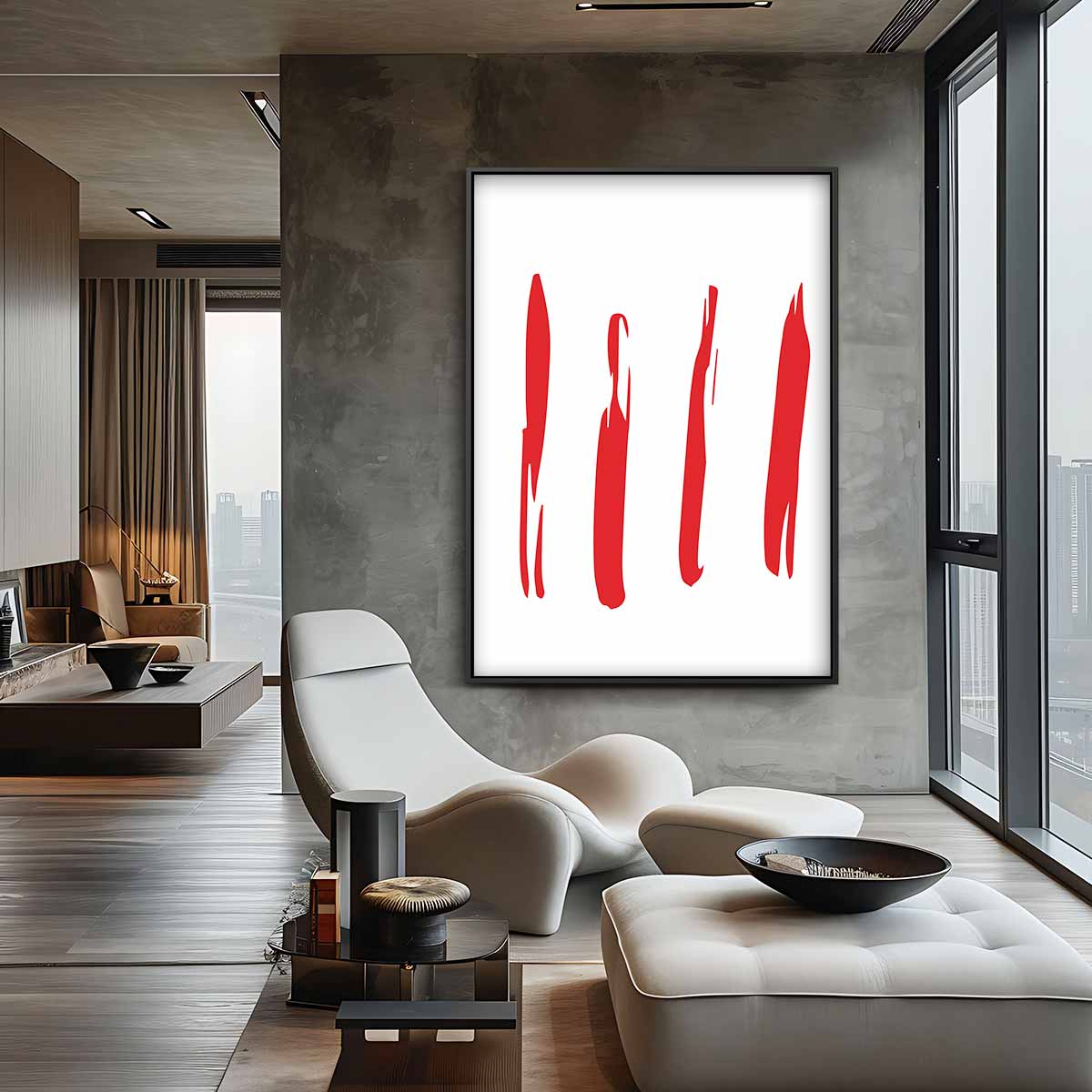 Dynamisch Rood Kunstwerk-canvas-dibond-plexiglas-wanddecoratie-WallArtistic