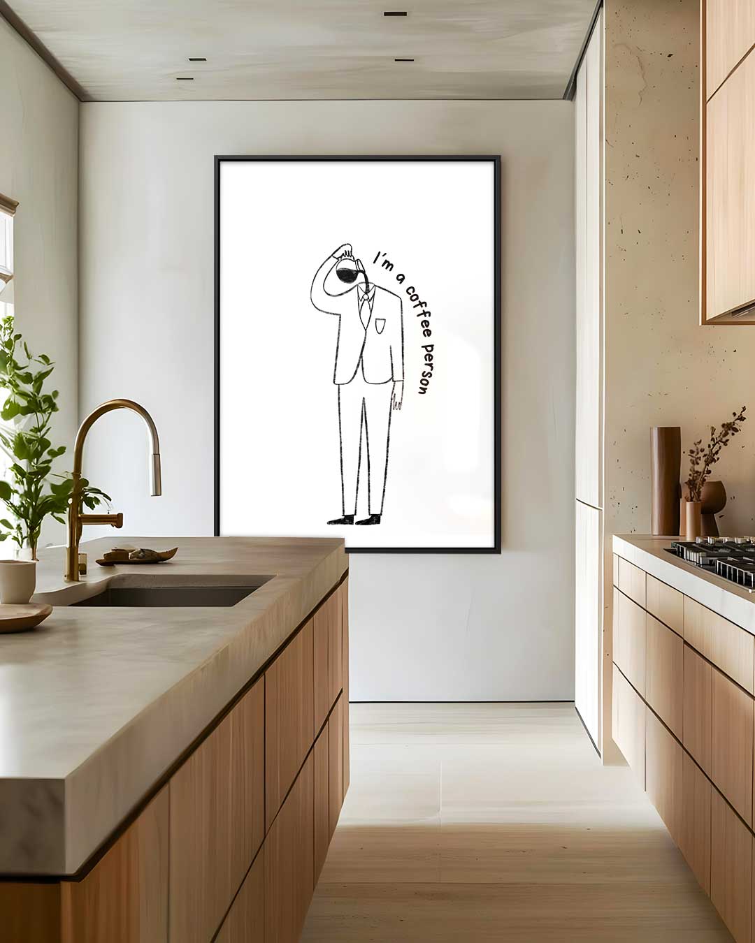 Stijlvolle koffieliefhebber illustratie Kunstwerk-canvas-dibond-plexiglas-wanddecoratie-WallArtistic
