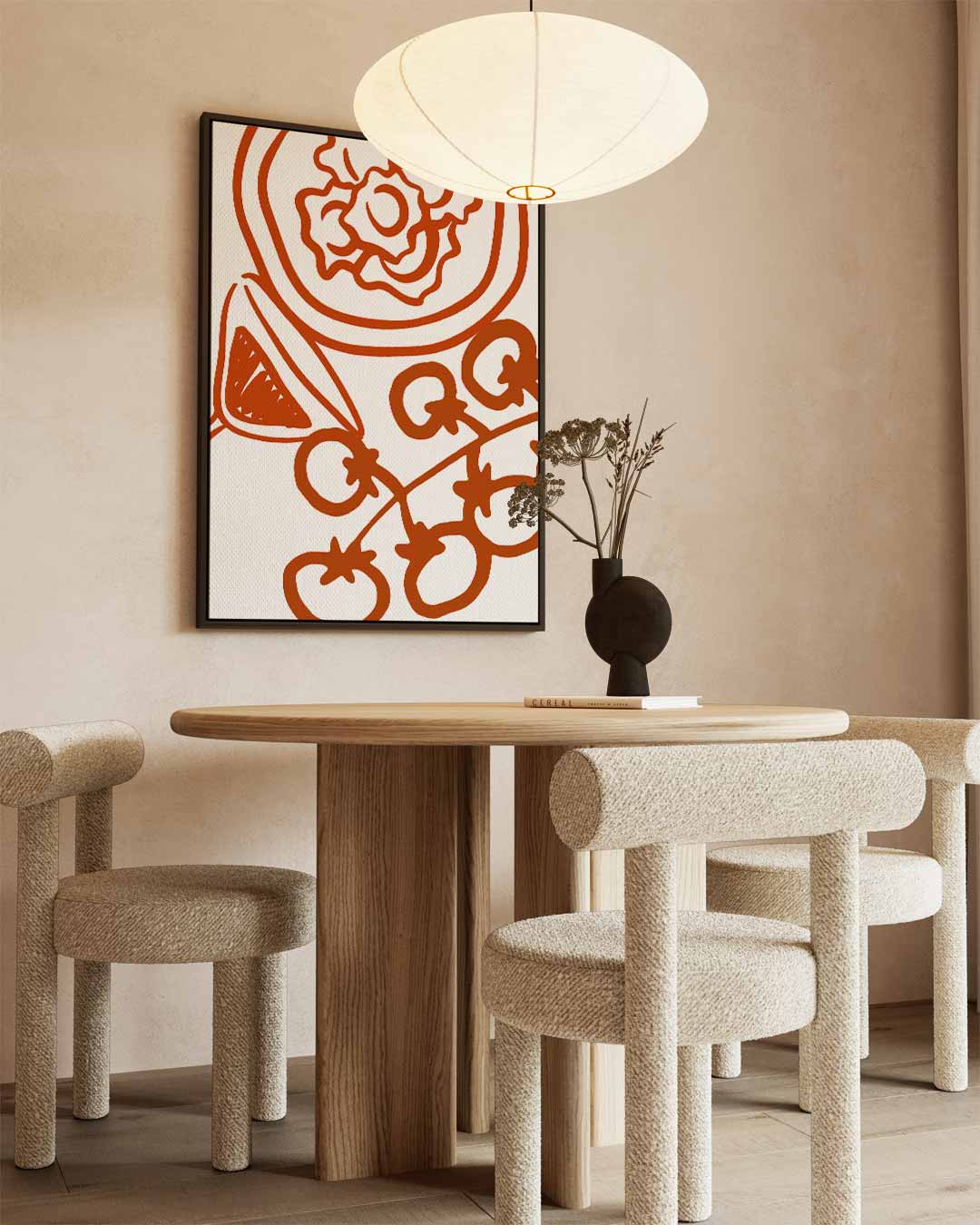 Tomaat en Vormen Illustratie Kunstwerk-canvas-dibond-plexiglas-wanddecoratie-WallArtistic