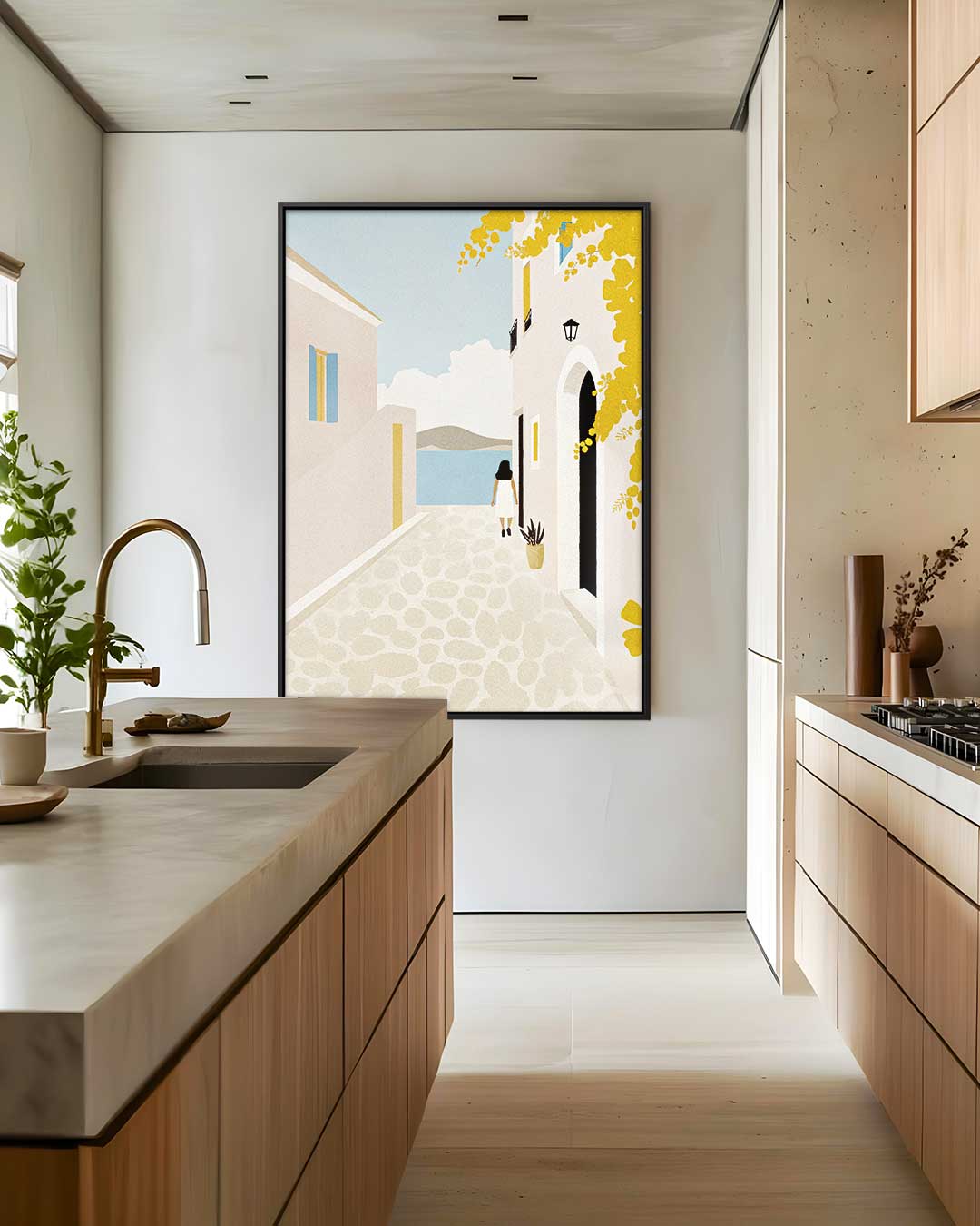 Zomerse Straatwandeling Kunstwerk-canvas-dibond-plexiglas-wanddecoratie-WallArtistic