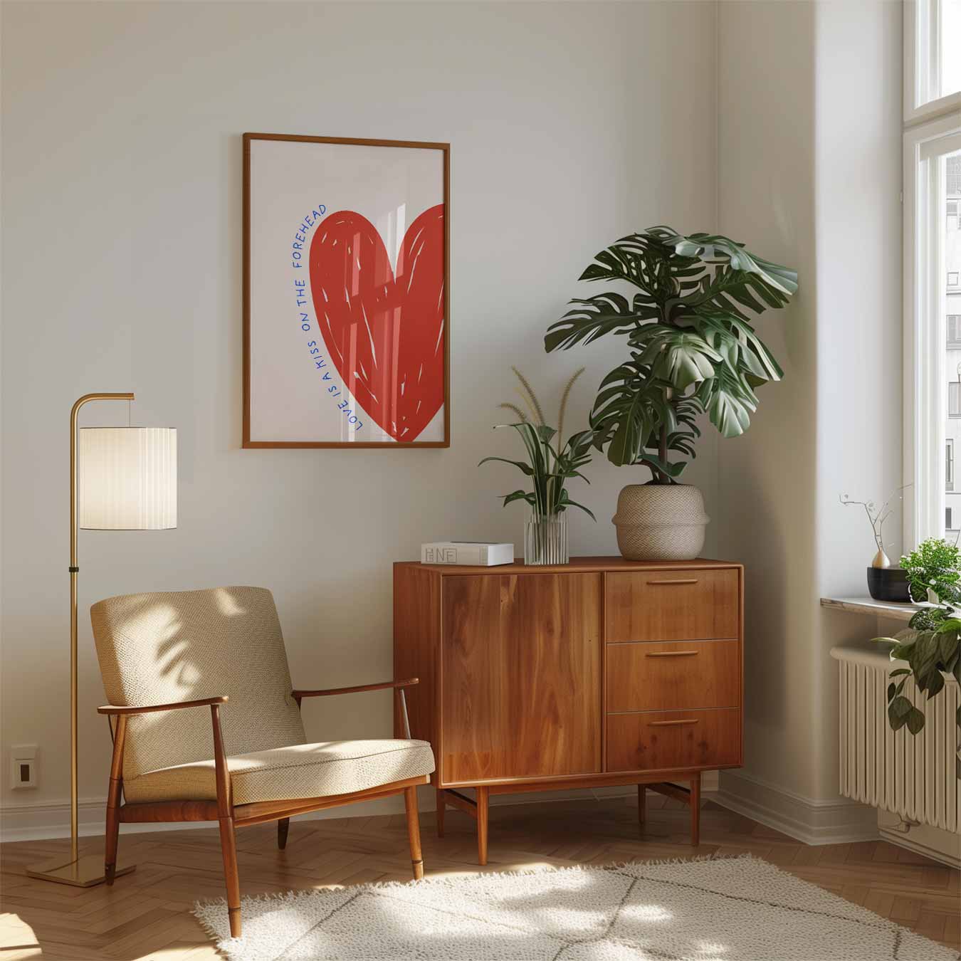 Liefdevolle Kus Voorhoofd Poster